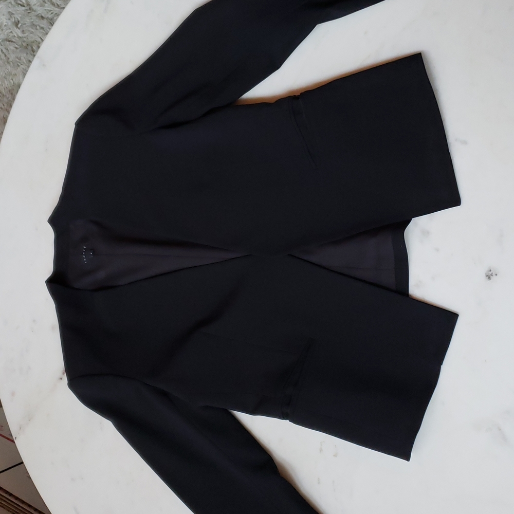 Theory open front wool blend Lanai stretch black jacket size 10 - Picture 8 of 14
